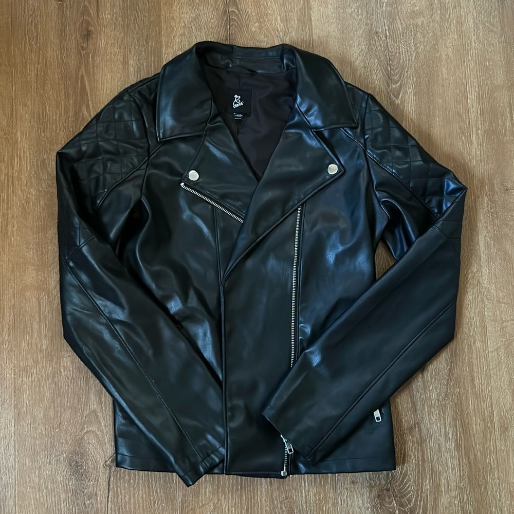 Girl’s Leather Jacket, Size 14-16, Black